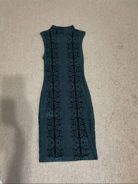 ASOS Petite Sleeveless High-Neck Bodycon Dress in Dark Teal size 2